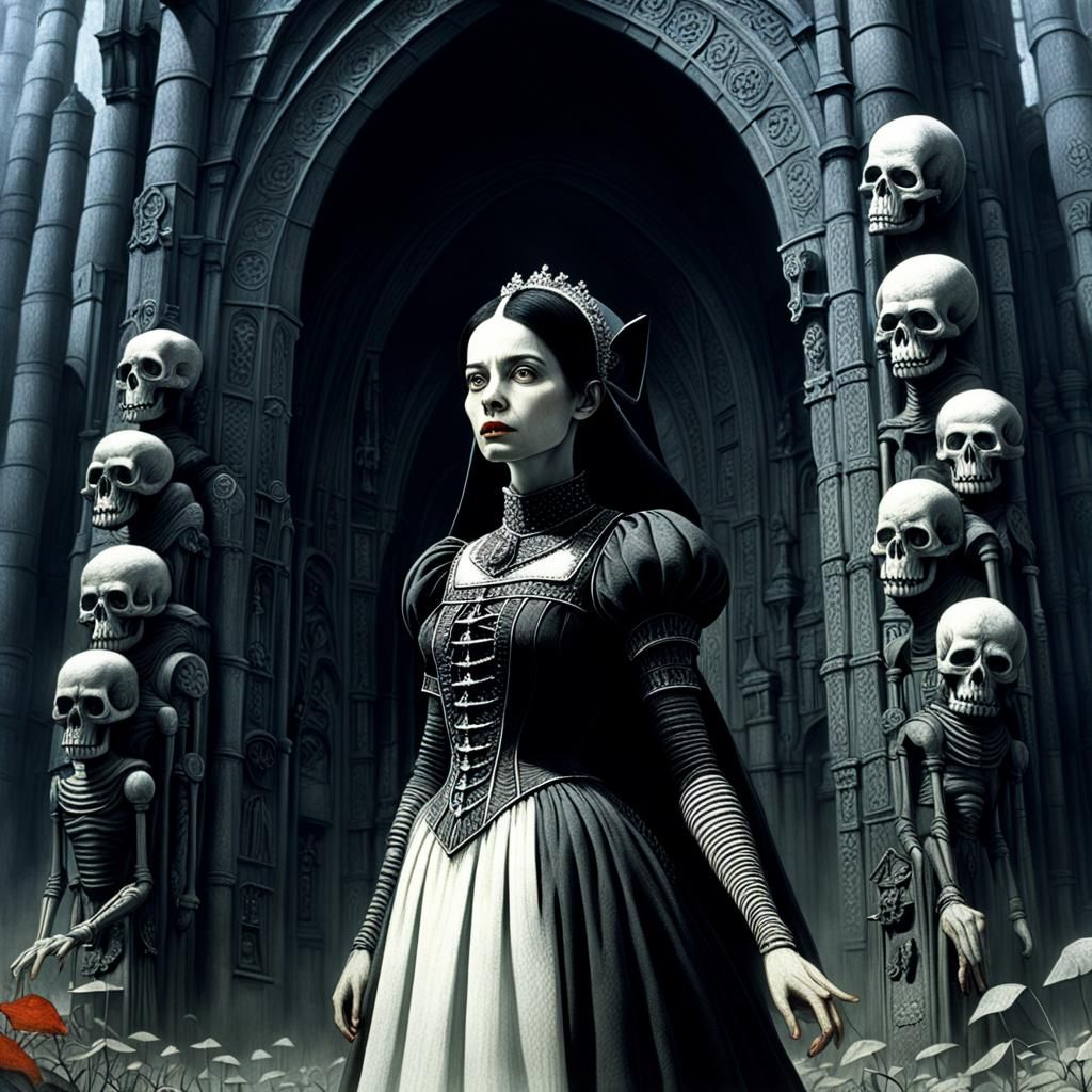 Snow White Dark Gothic Vengeance in Biomechanical Style