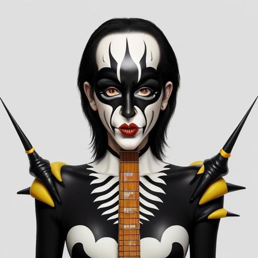 Surreal Matte Oil Painting of Kiss Band