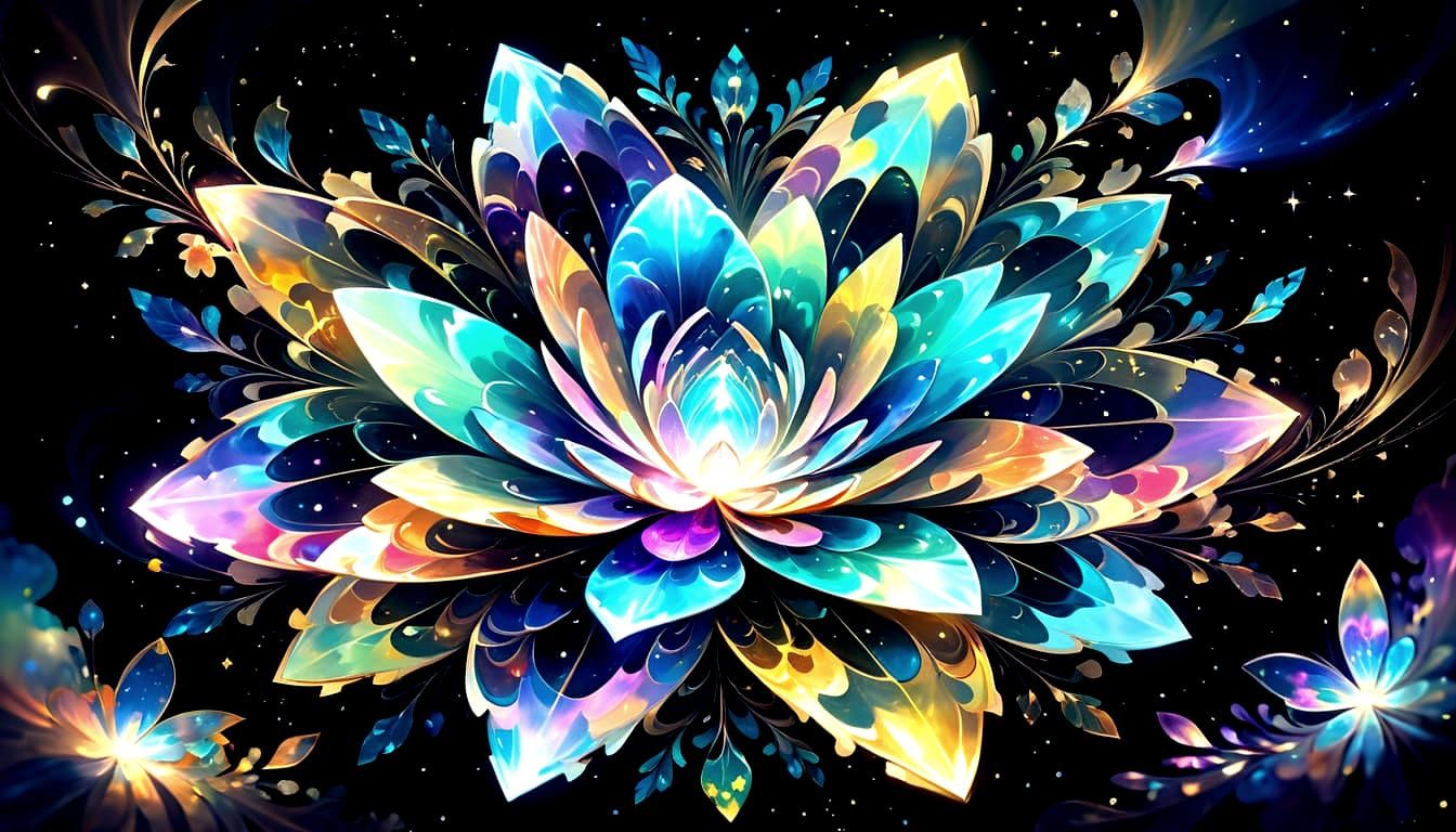 Celestial Aether Blooming in a Dreamlike Holographic Style