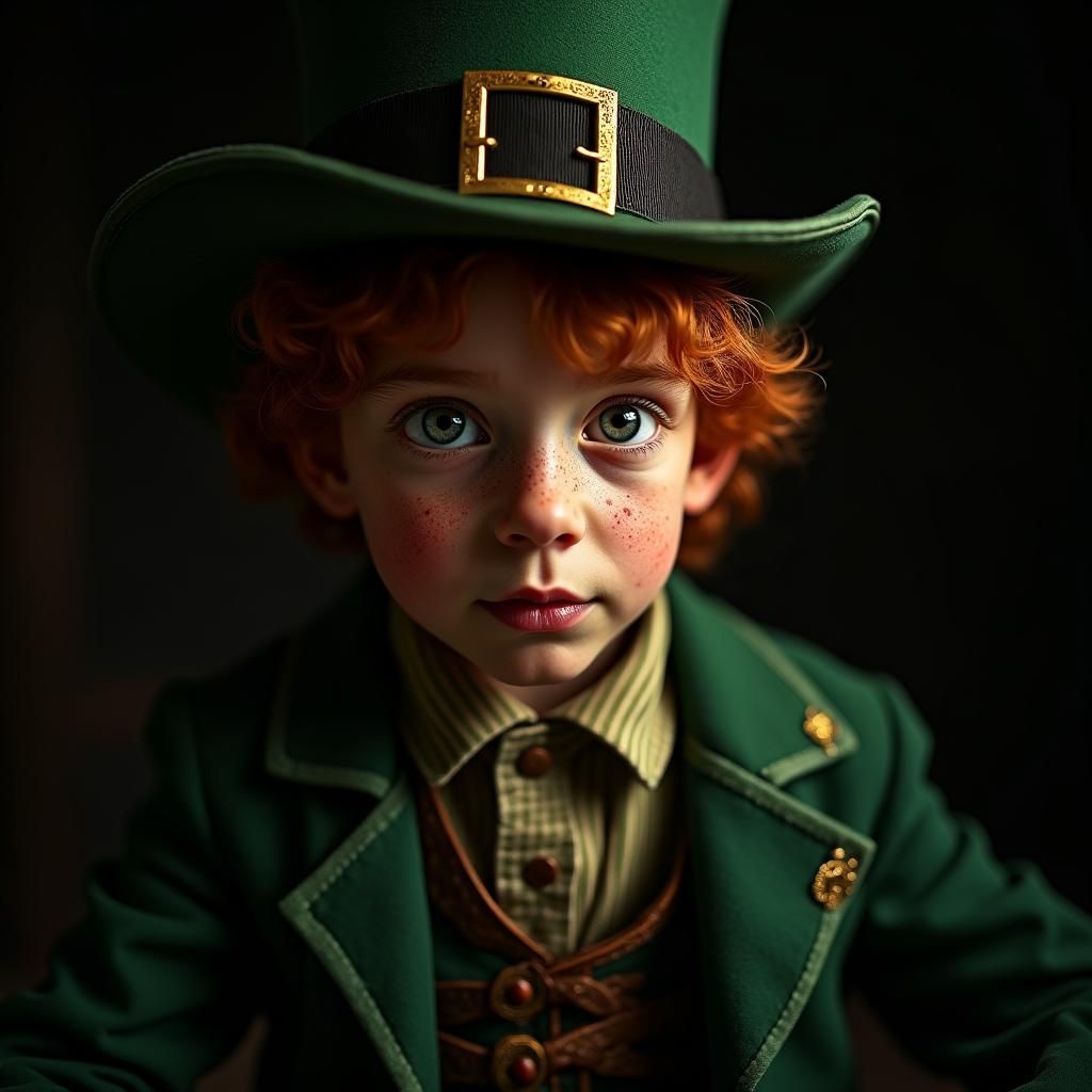 Young Leprechaun Portrait in Chiaroscuro Style
