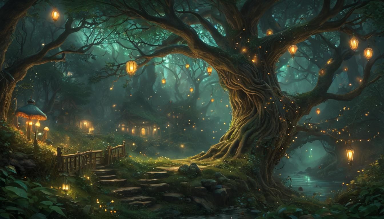 Ethereal Hobbit Forest Landscape at Twilight