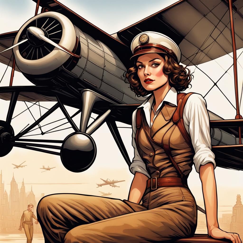 Keira Knightley as 1930s Aviatrix in Comic Art
