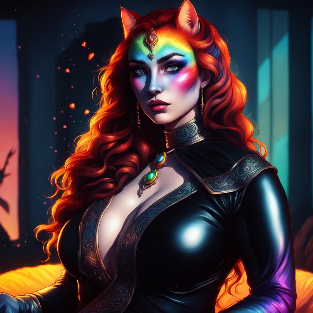 Celestial Khajiit Goddess of Love in Digital Painting