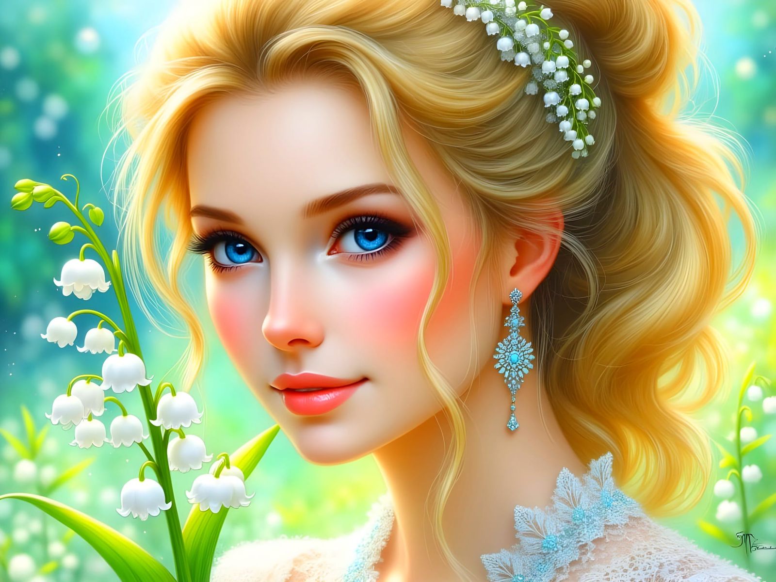 Norse Goddess of Love in Watercolor Style