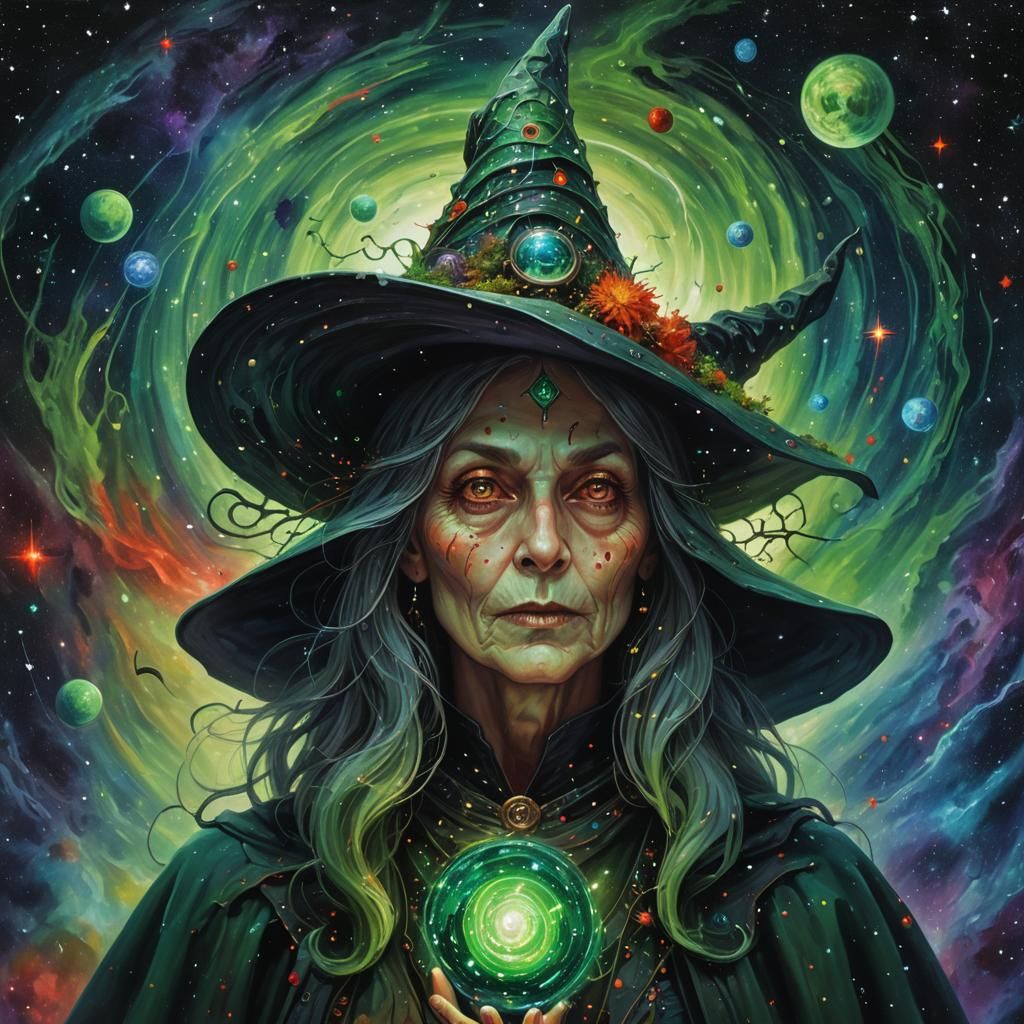 Cosmic Witch in the Void: Fantasy Concept Art