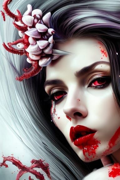 Erinyes Doctor with Amethyst Eyes, Digital Illustration