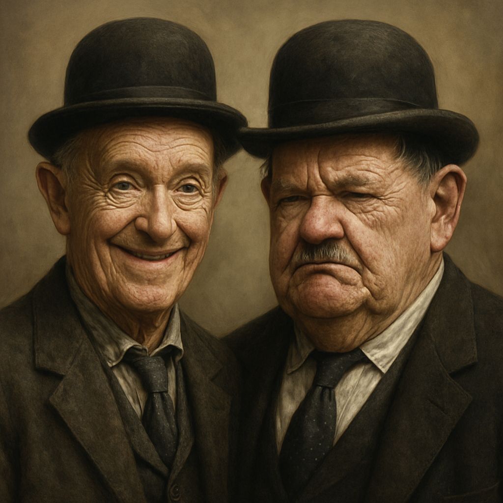 Elderly Laurel and Hardy Photorealistic Portrait