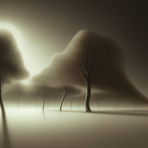 Dystopian Monochromatic Landscape in Hyperrealism