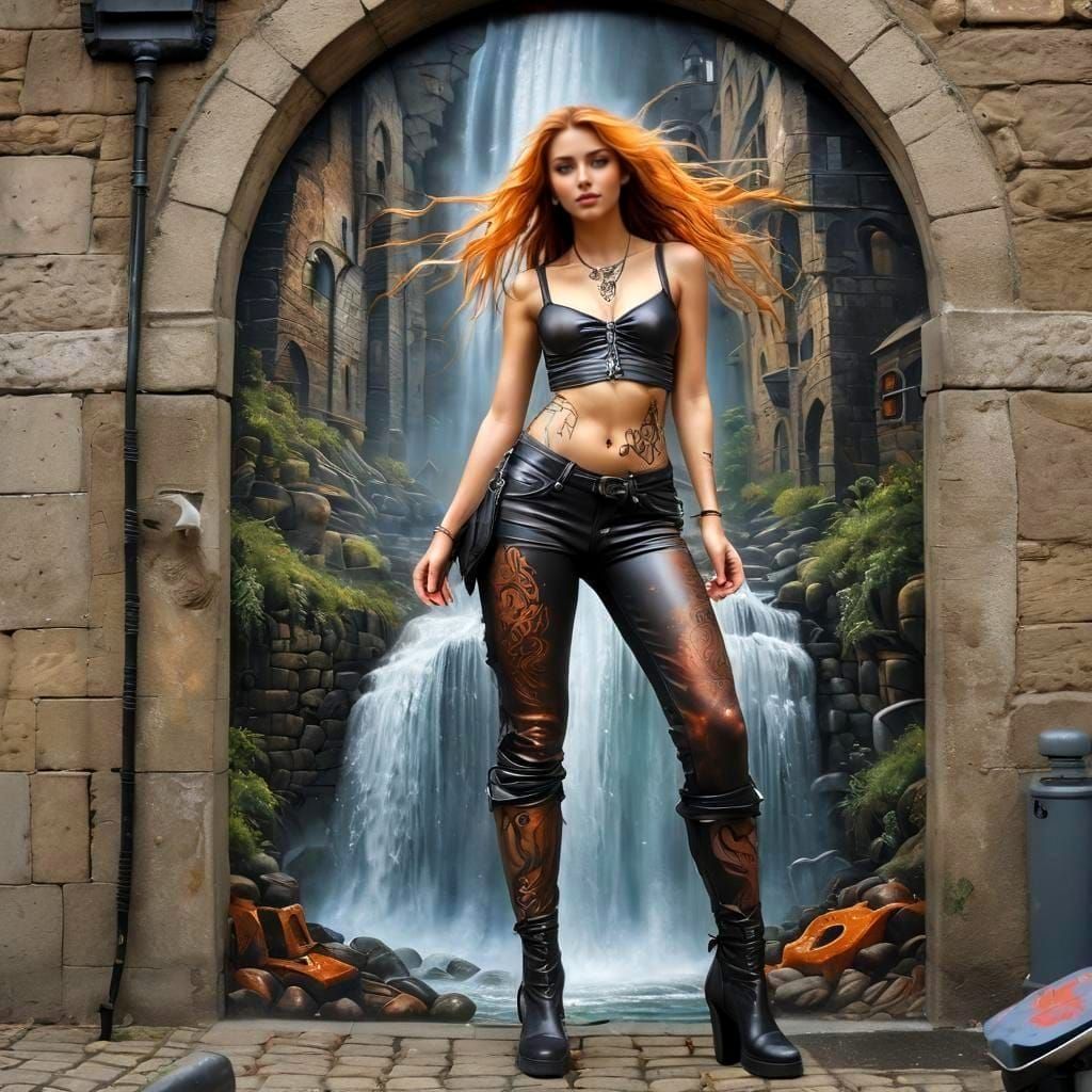 Surreal Street Art in Neo-Victorian Style with Vibrant Graff...