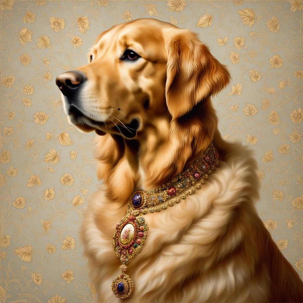 Golden Retriever as Queen Elizabeth I Portrait