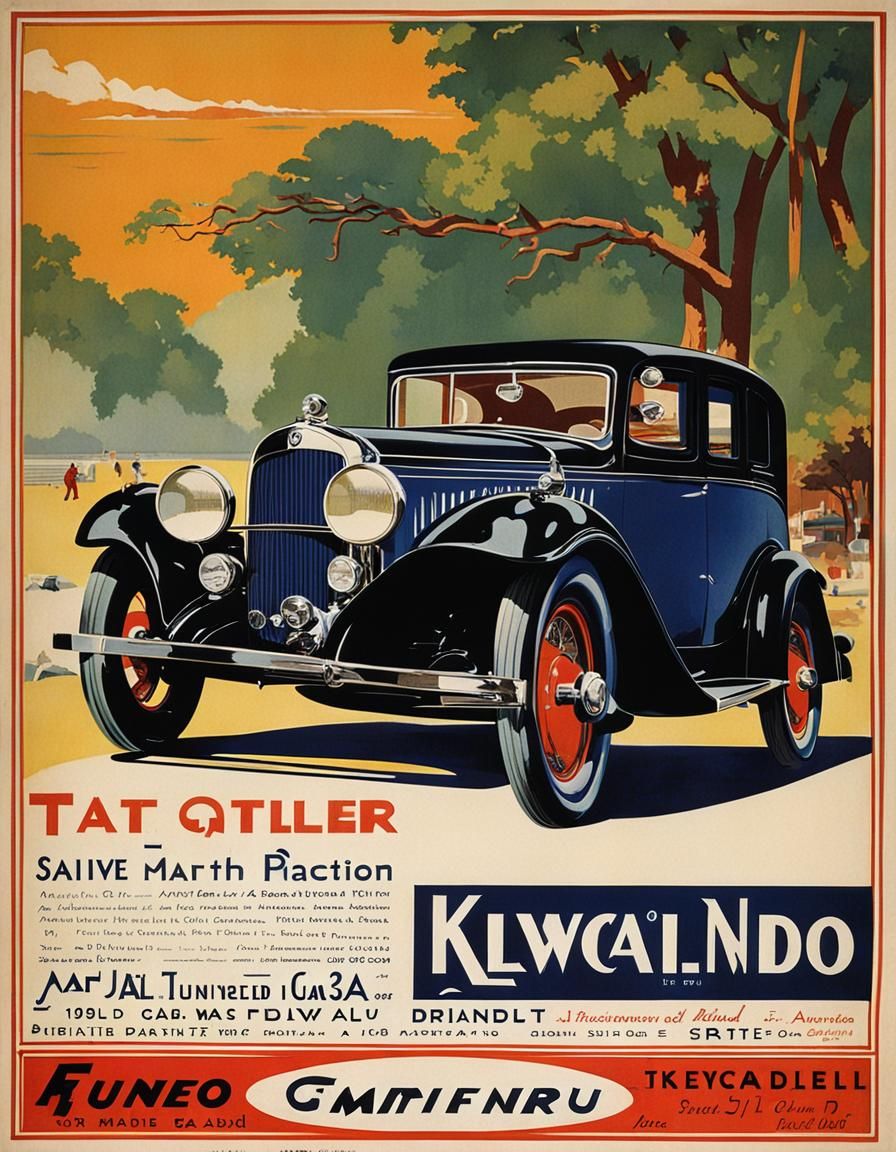1930s Automobile Advertising Poster Art
