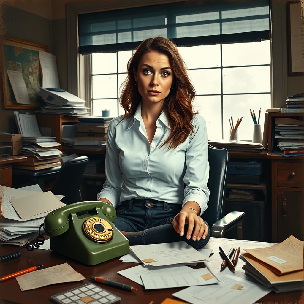 Woman in a Nostalgic Study Setting