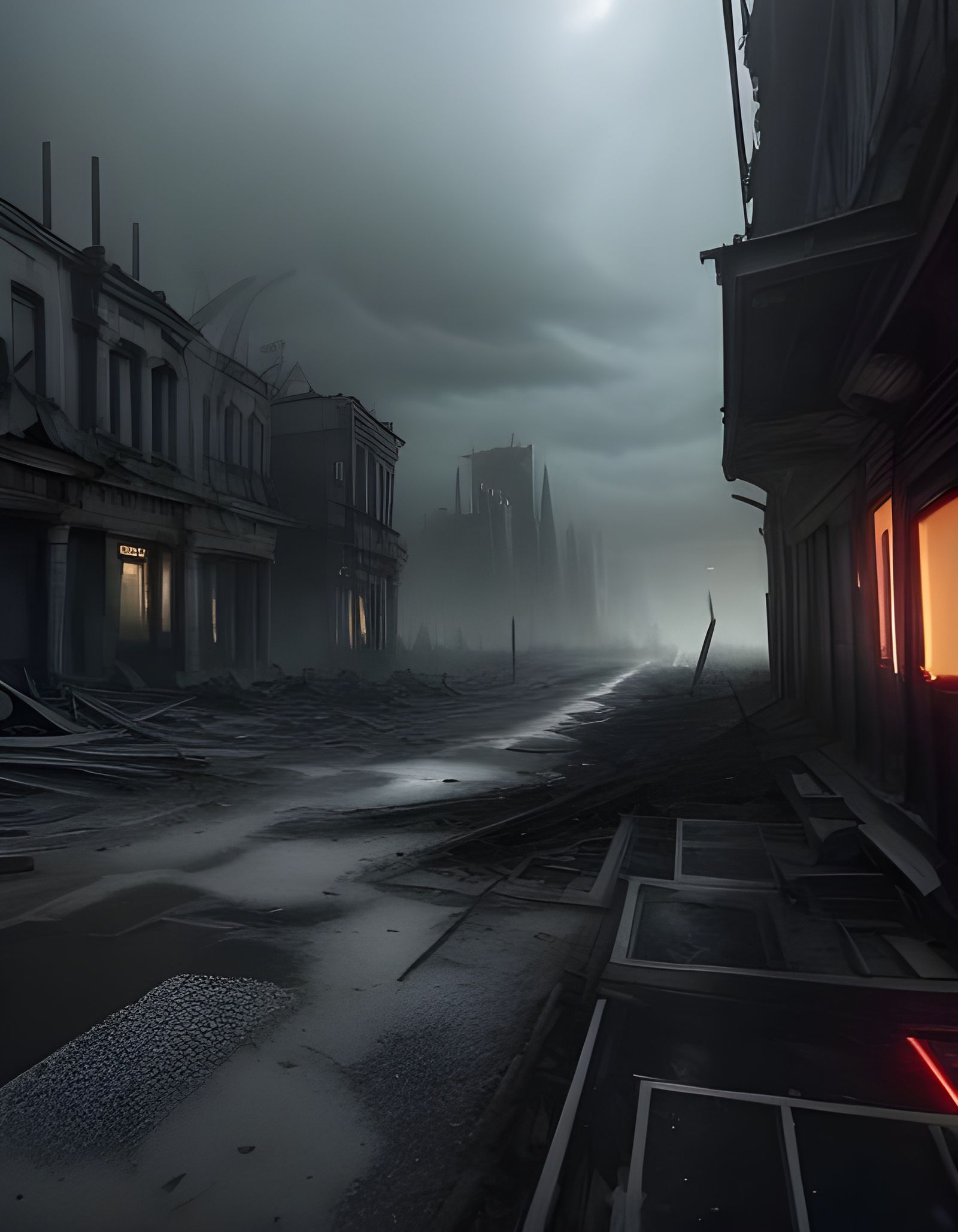 Post-Nuclear Metropolis in Cinematic Style