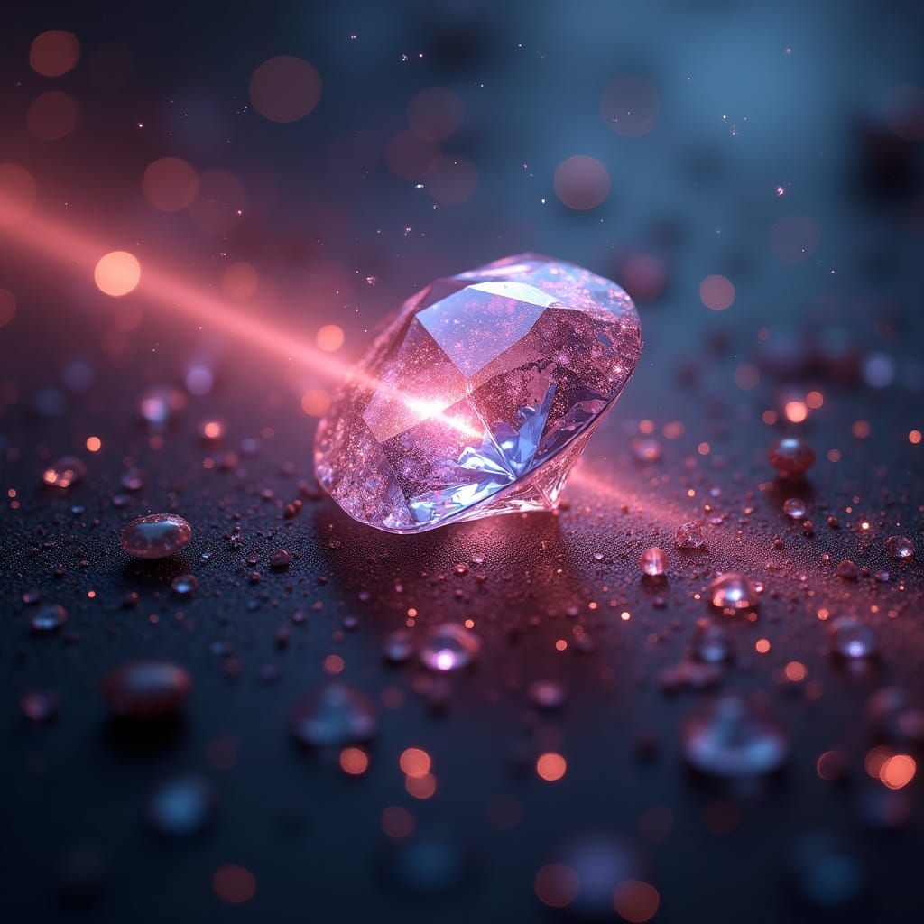 Diamonds Refracting Light with Galaxy Nebula