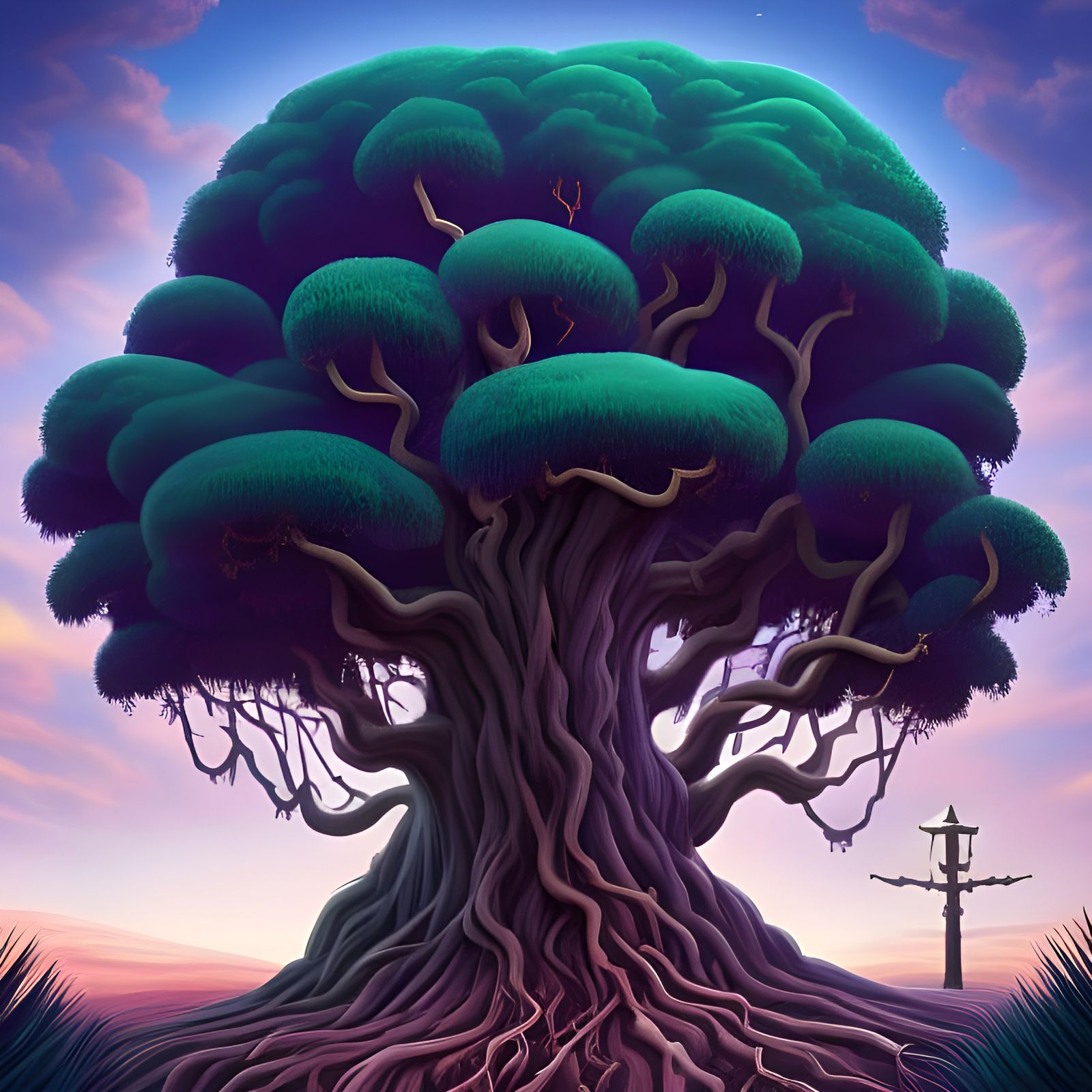 Eldritch Monster Tree in Gothic Fantasy Landscape