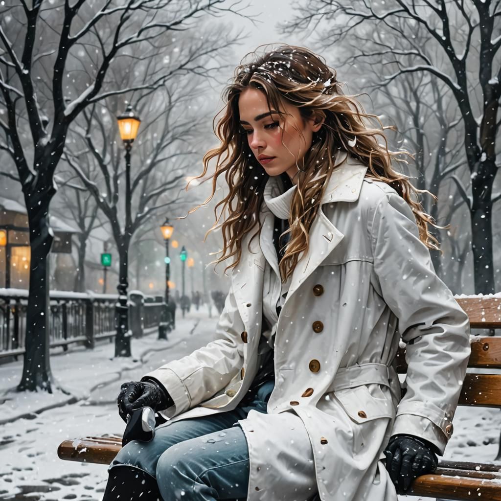 Snowy Bench Portrait in Fantasy Concept Art