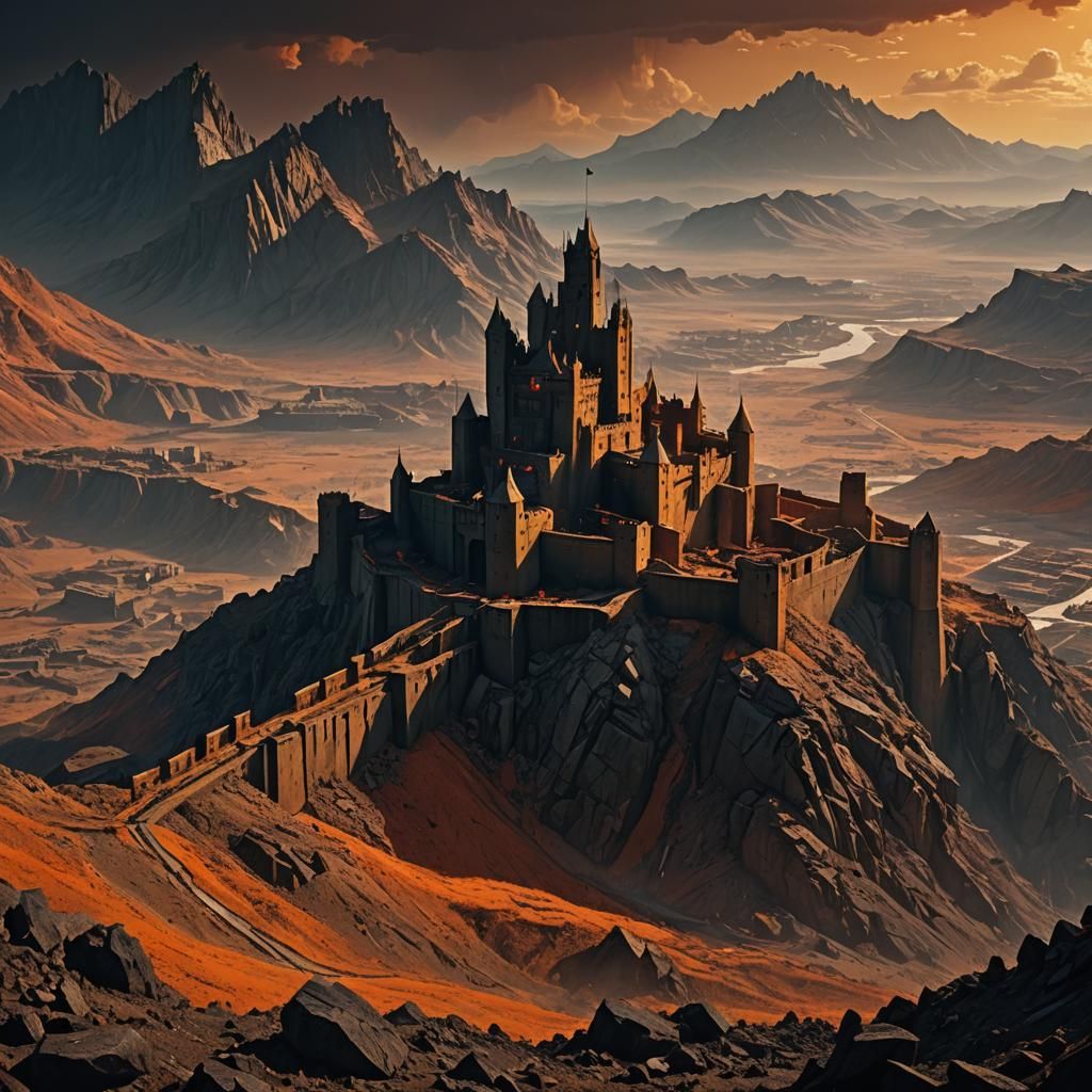 Post-Futuristic Citadel in Apocalyptic Landscape