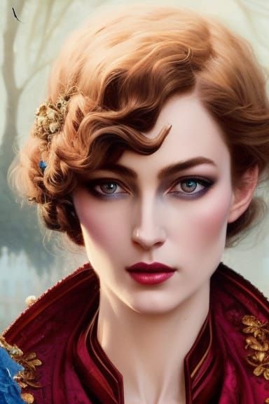 Woman in Blue Lace Gown: A Digital Masterpiece