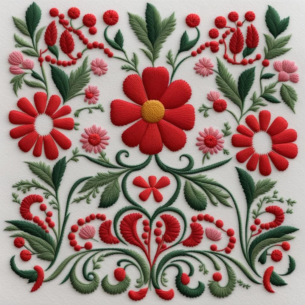 Hungarian Embroidered Floral Design