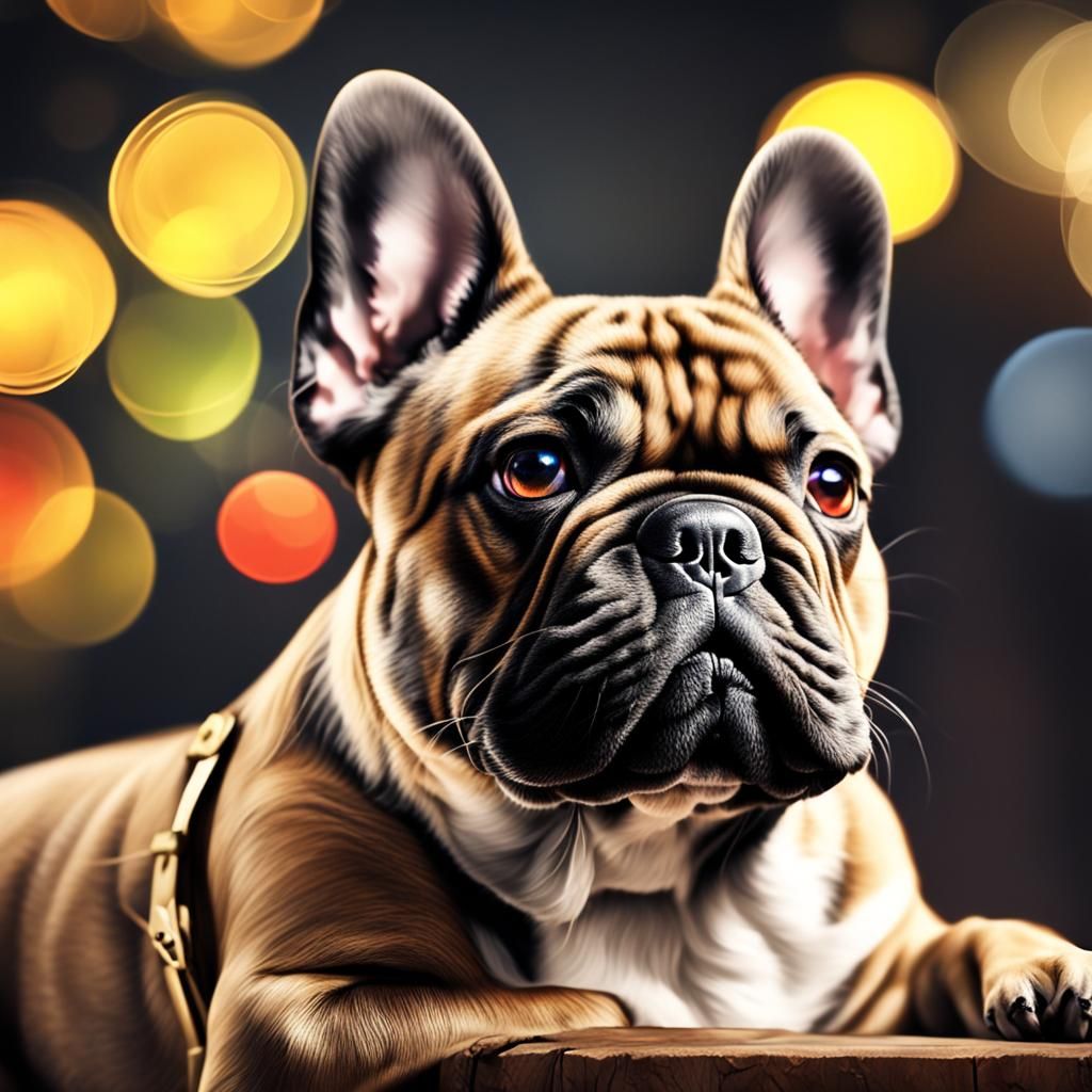Realistic French Bulldog Digital Art: Bokeh