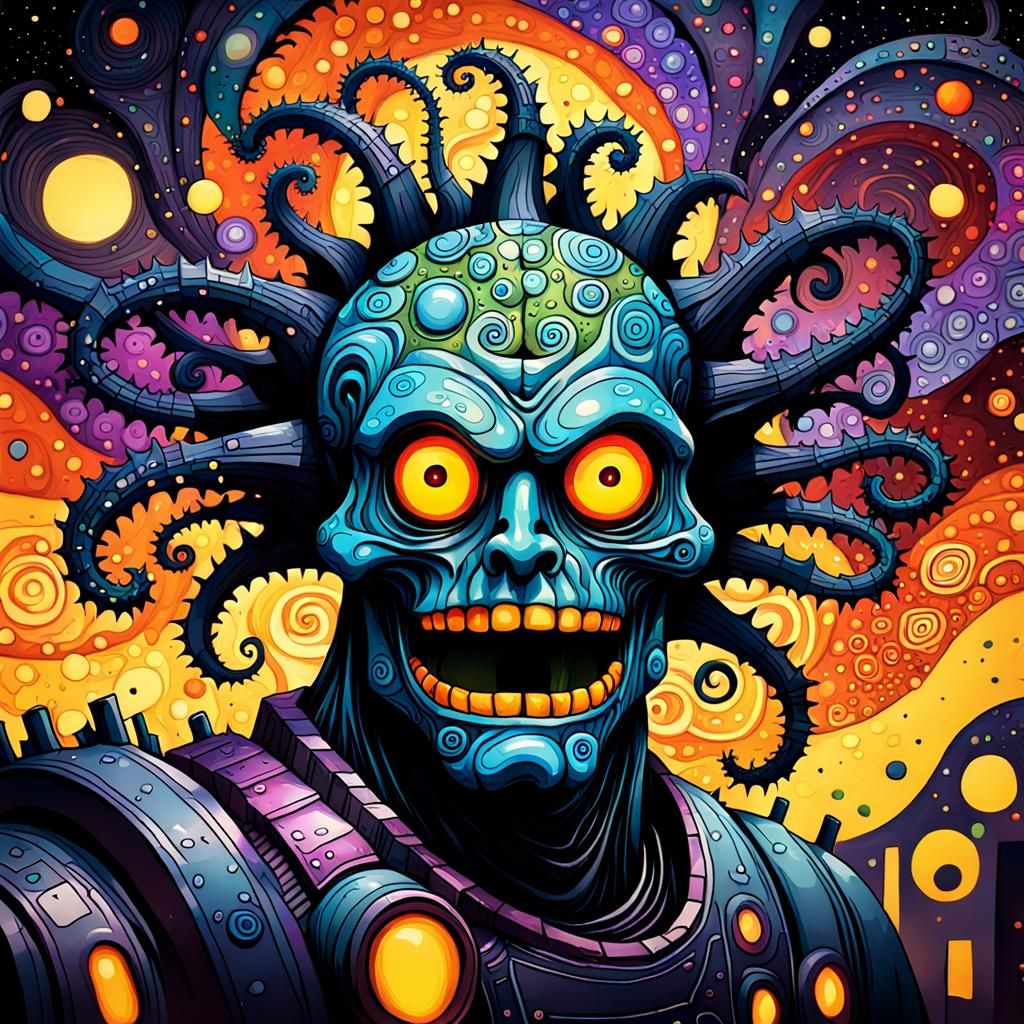 Evil Monsters in Retrofuturistic Underground Comix Style