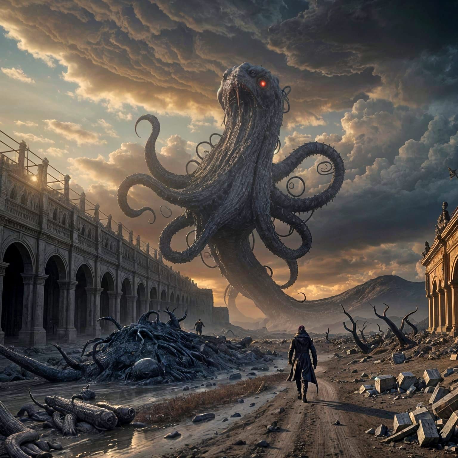 Epic Horror Leviathan Soars Through Apocalyptic Wasteland in...