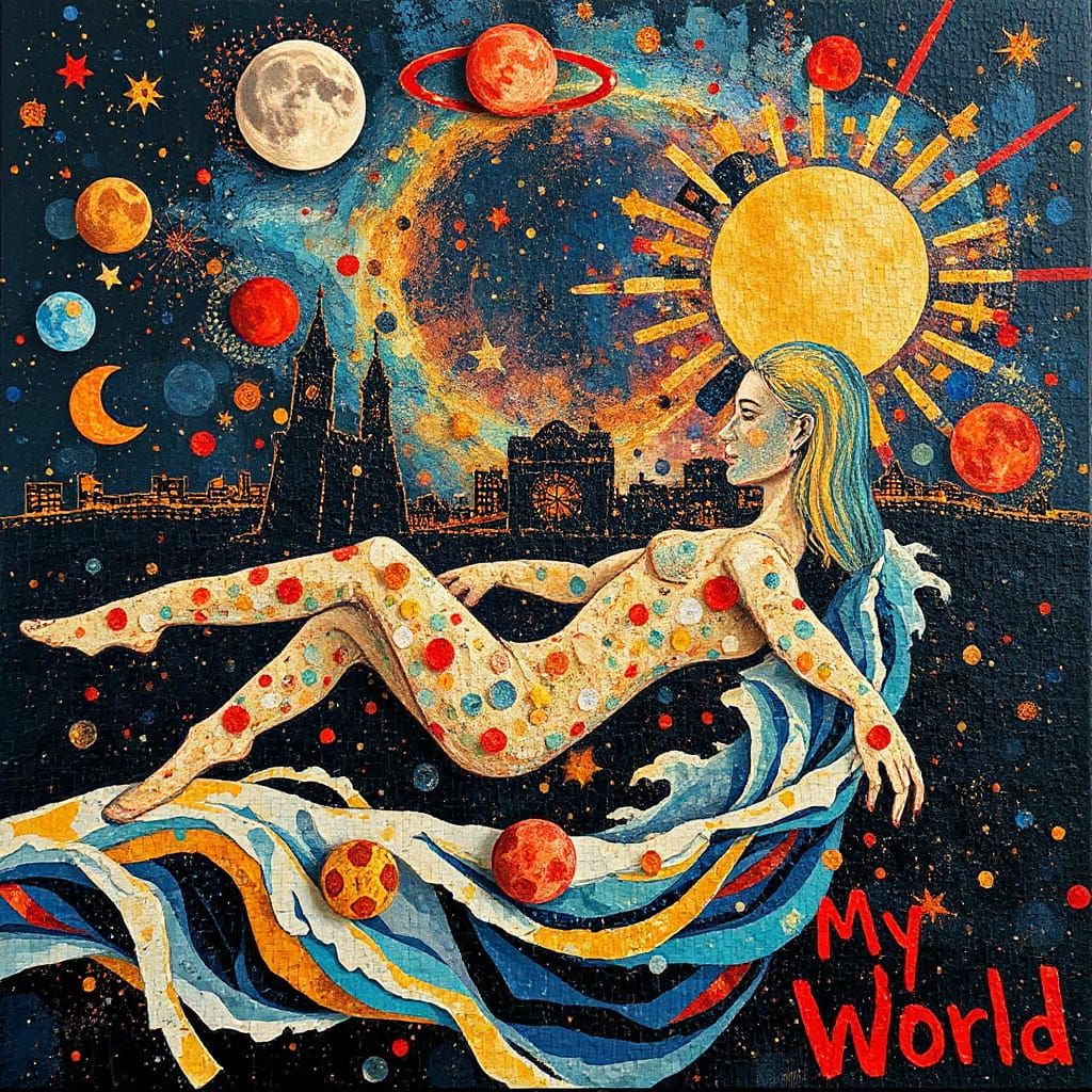 Surreal Mindscape with Golden Hour Glow in Klimt & Murakami ...