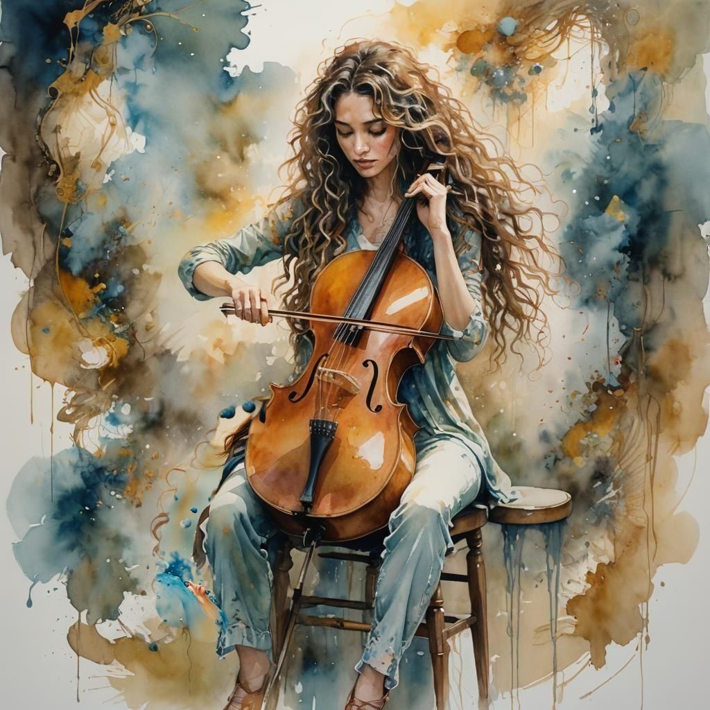 Ethereal Woman in Blue: Watercolor-Inspired Cinematic Portra...