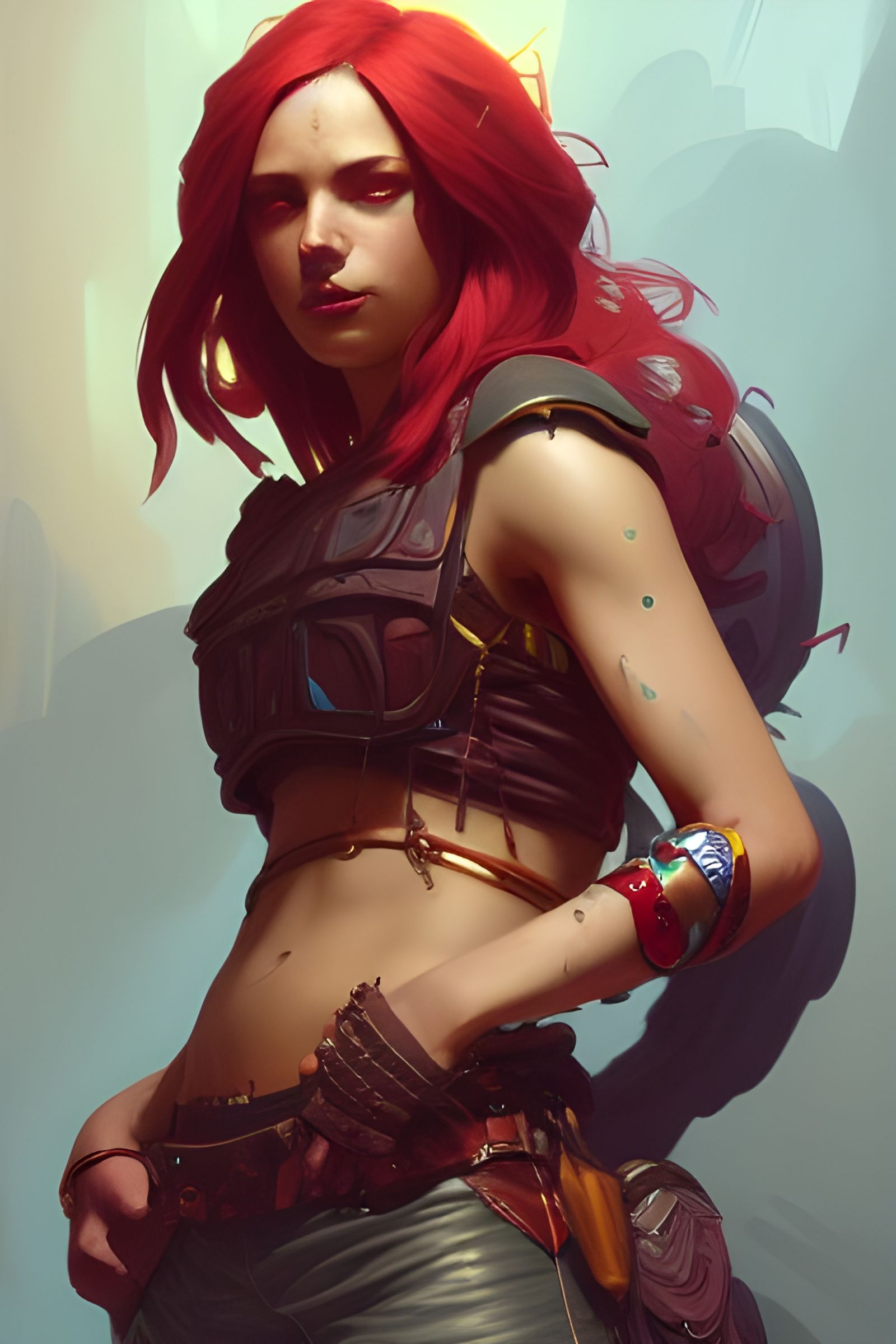 Ruby Barbarian Portrait in Hyperrealistic Digital Art