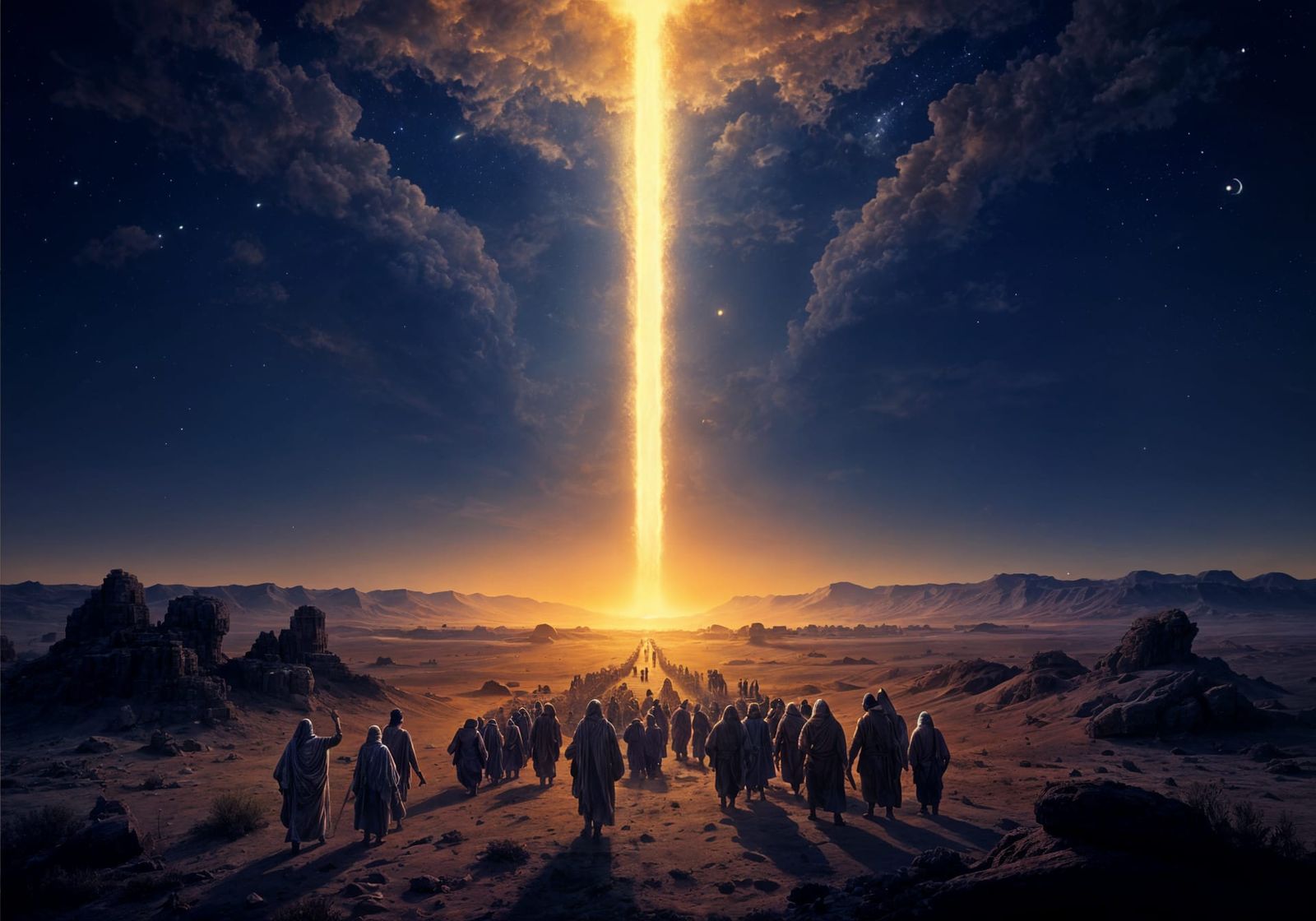 Moses Leads Israelites Out of Egypt: Hyperdetailed Painting