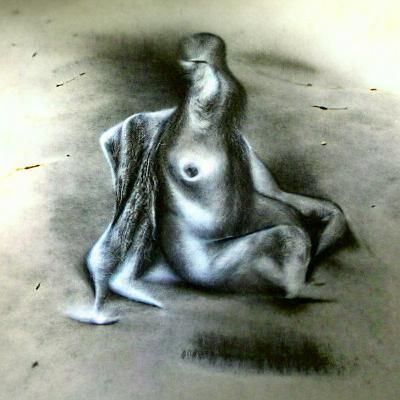 Charcoal Drawing of a Nude Woman