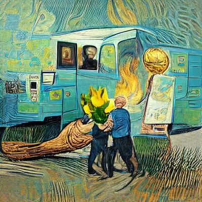 Passing the Torch: A Van Gogh Inspired Scene