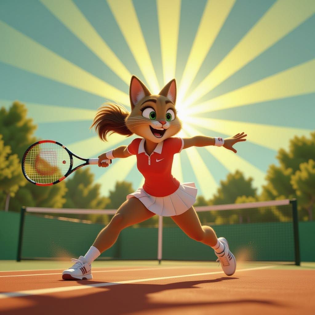 Squirrel Tennis Player in 3D Digital Art