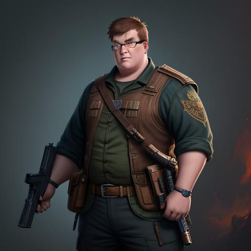 Peter Griffin with Gun: Detailed Matte Painting