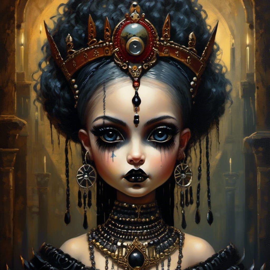 Necropunk Goth Doll Portrait in Dark Fantasy Style