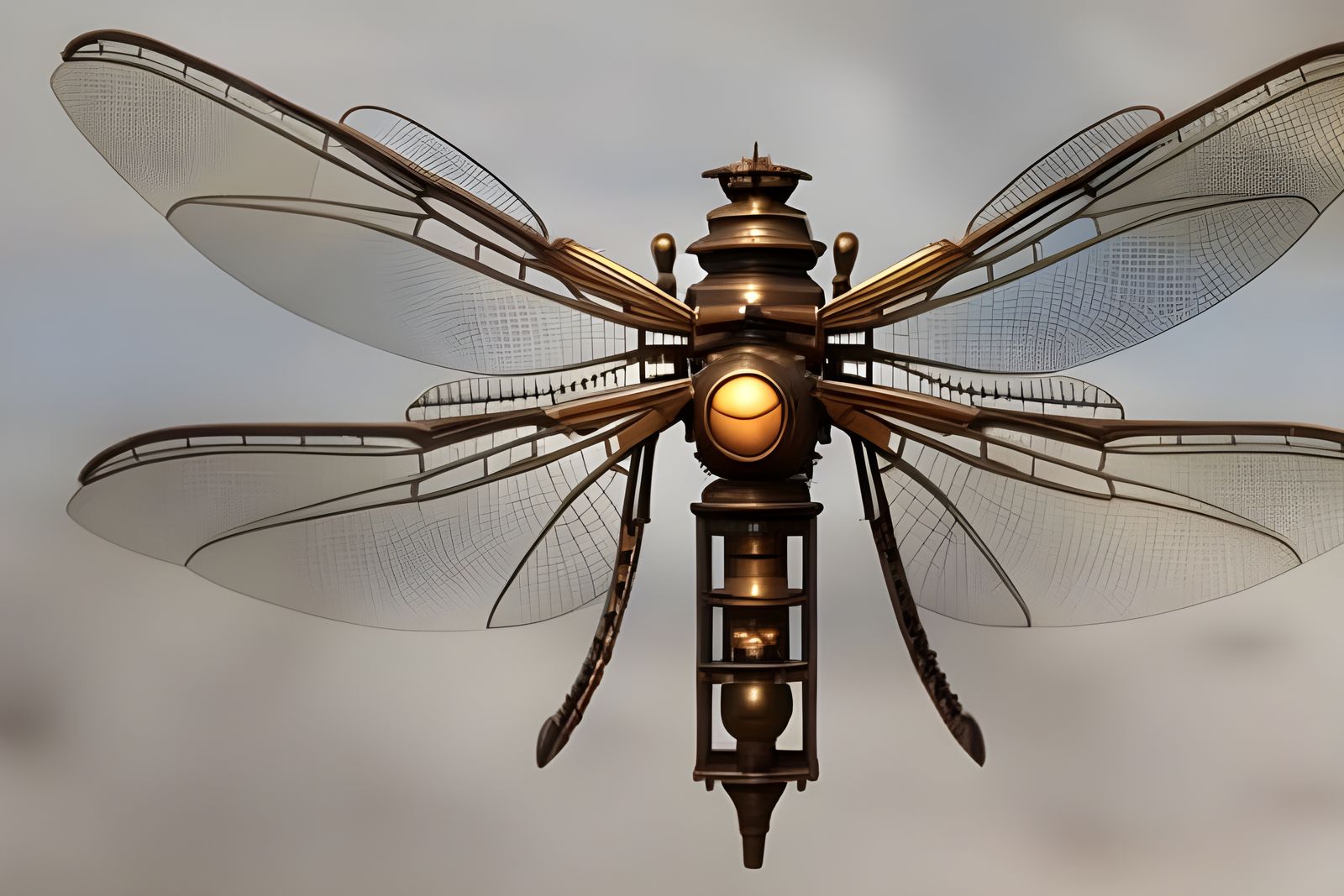 Steampunk Dragonfly in Detailed 3D Rendering