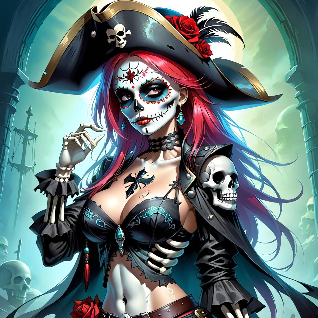 Undead Zombie Pirate in Surreal Mixed Media