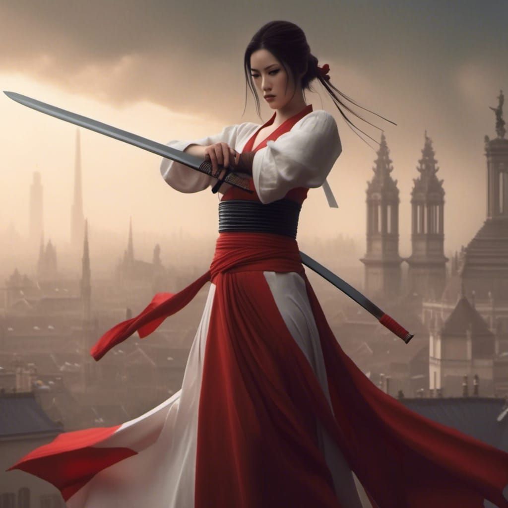 Warrior Woman Avatar in Long Dress