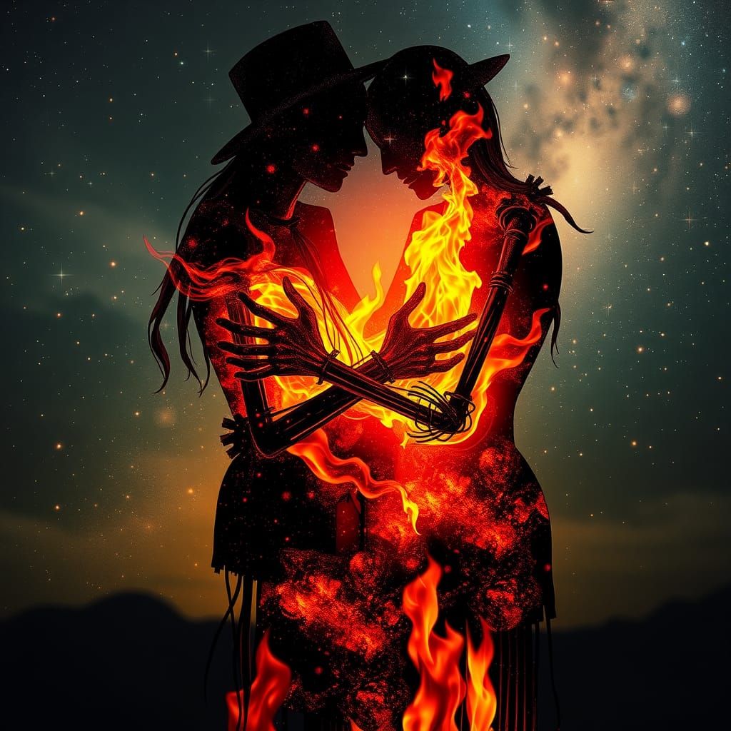 Cosmic Scarecrows Ignite in Watercolor Dreamscape