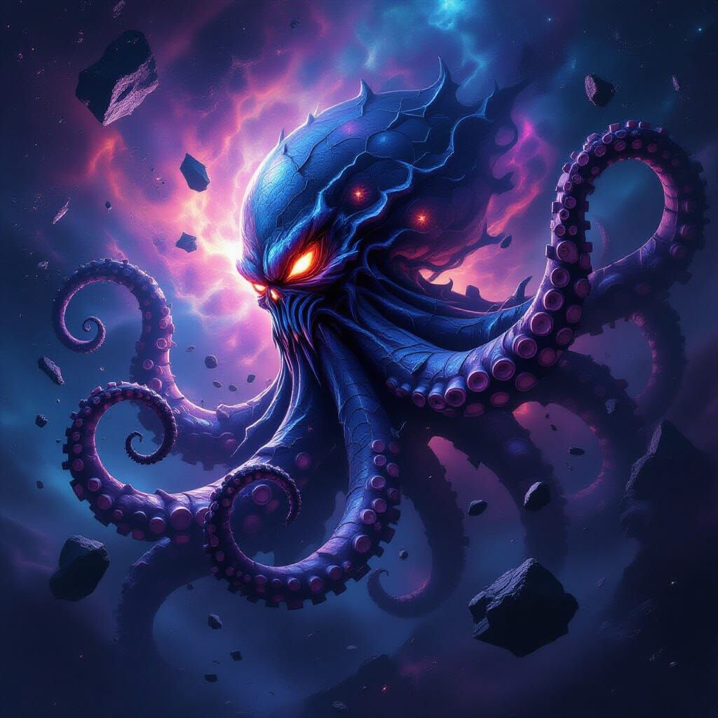 Bio-Mechanical Kraken in Cosmic Nebula