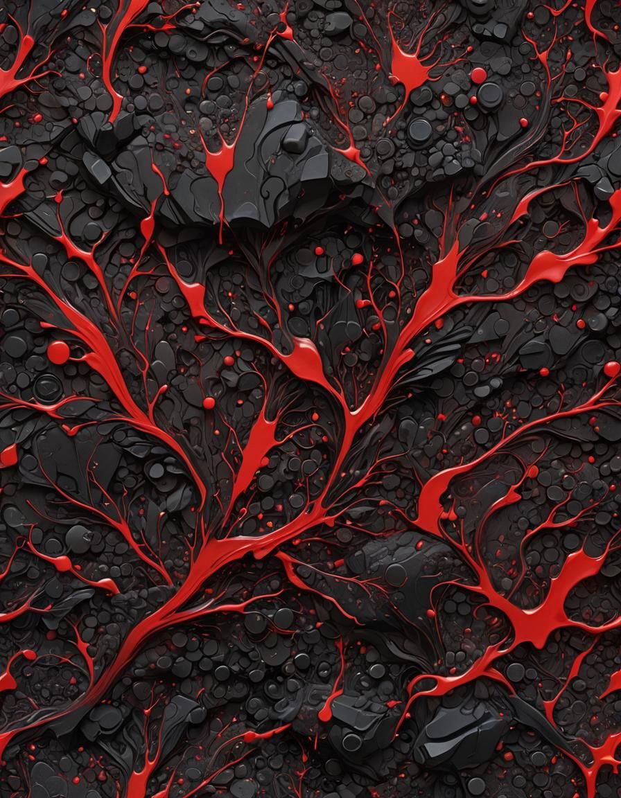 Abstract Red and Black Wall Painting in 8K