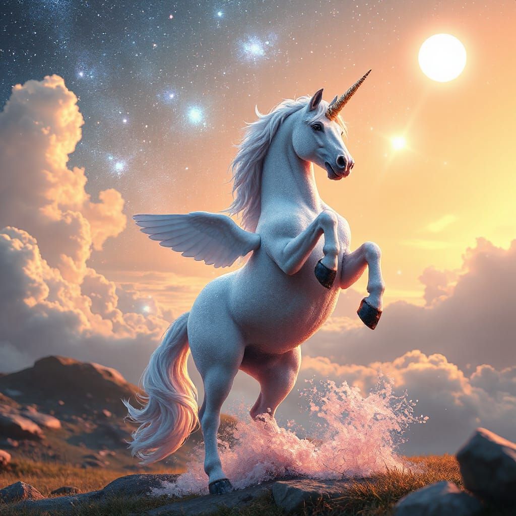 Majestic Unicorn Radiates Ethereal Glow in Whimsical Galaxy ...