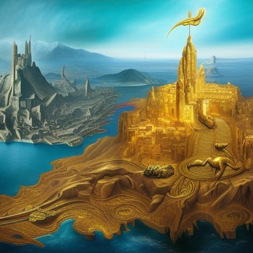 Salvador Dali's City of Gold: Detailed Matte Painting