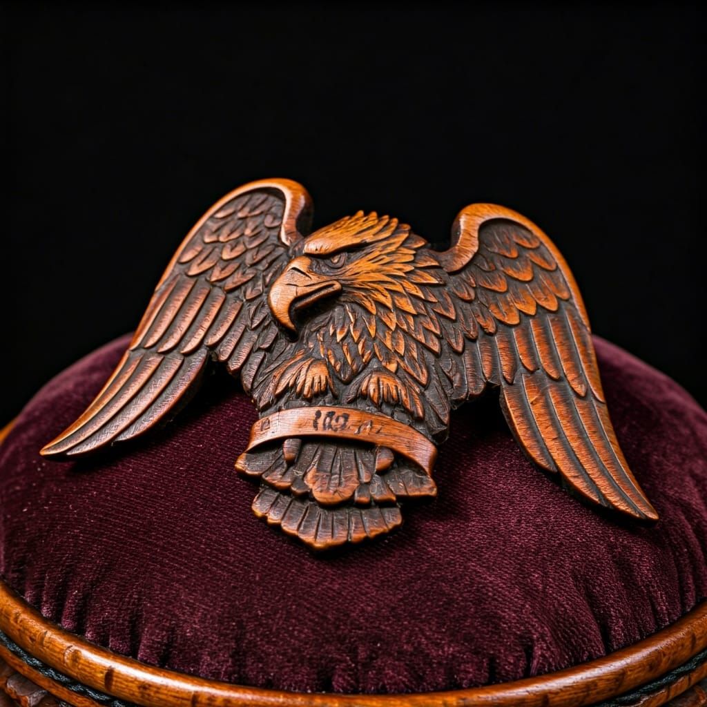 Mahogany Eagle Badge on Velvet