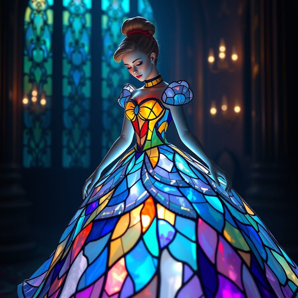Cinderella's Stained Glass Gown in Hyperrealistic 3D
