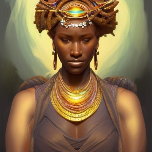 Stunning African Goddess Portrait in Digital Art Style