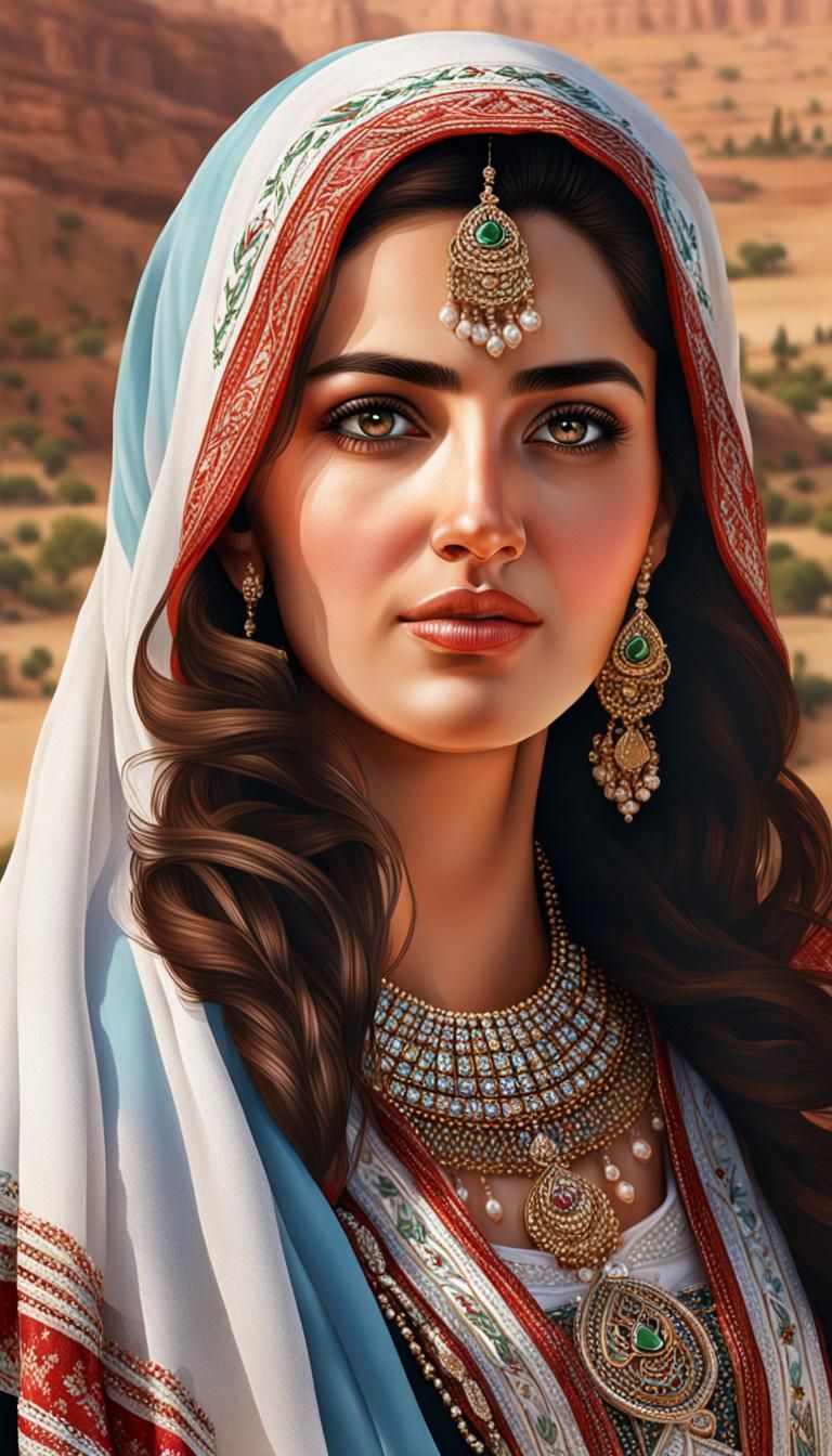Hyperrealistic Portrait of a Jordanian Woman
