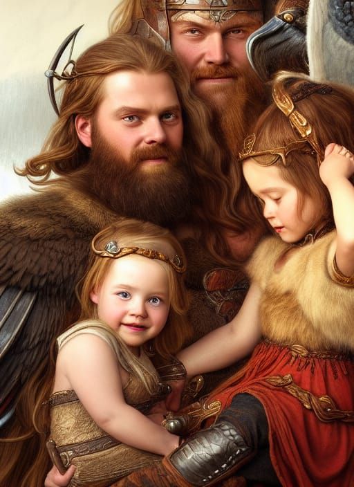 Norse God Suttungr and Daughter Gunnlod Portrait
