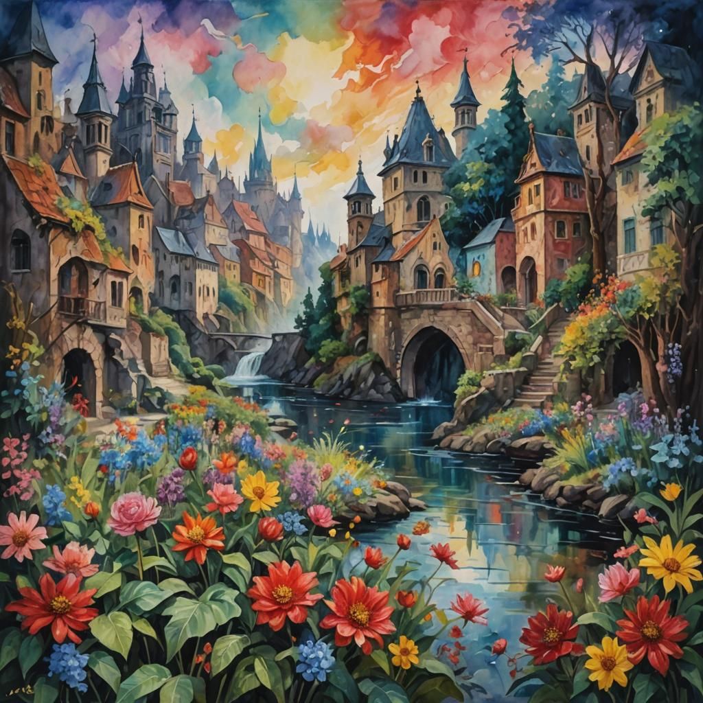 Epic Impressionist World Filled With Strife in Gouache