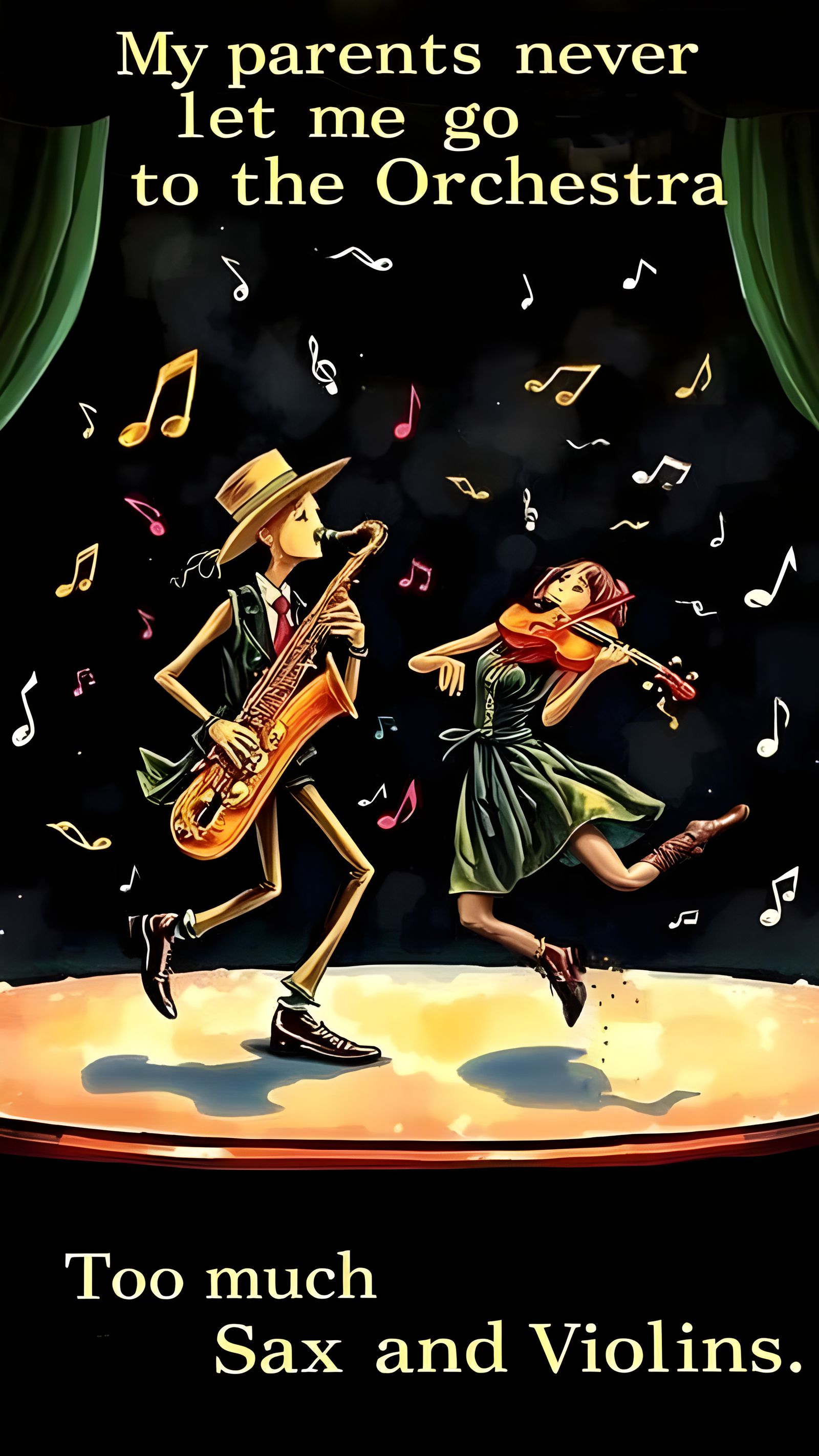 Monochromatic Charcoal Sketch of a Troubled Orchestra